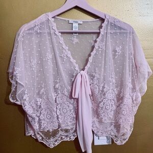 Flora Pink Lace Sheer Cover-Up